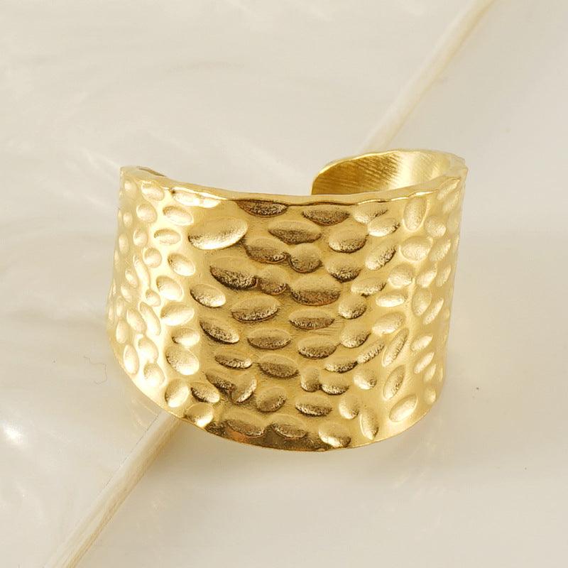 Gold Textured Wide Band Ring - Fashion Jewelry - Begum