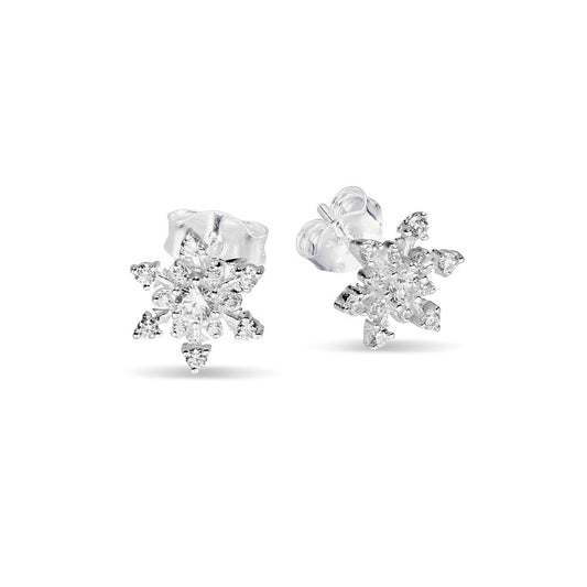 Sterling Silver Snowflake Studs Earrings