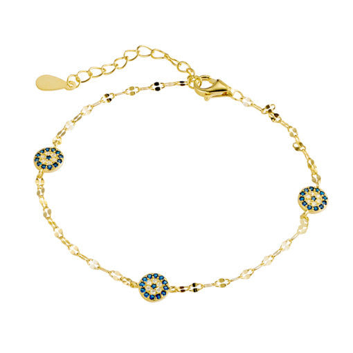 Yellow Gold Plated Evil Eye Bracelet