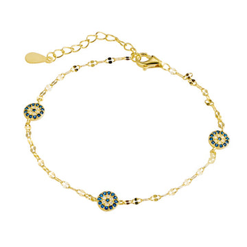 Yellow Gold Plated Evil Eye Bracelet