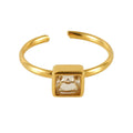 Elegant 18K Gold-Plated Square Crystal Adjustable Ring – Perfect for Parties - Begum