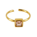 Elegant 18K Gold-Plated Square Crystal Adjustable Ring – Perfect for Parties - Begum