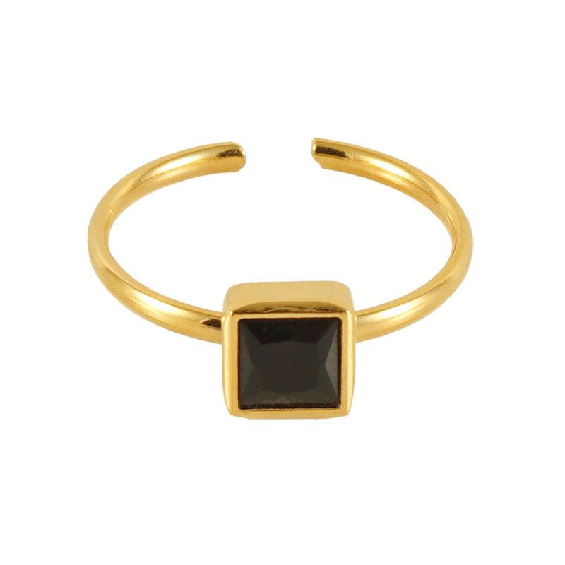 Elegant 18K Gold-Plated Square Crystal Adjustable Ring – Perfect for Parties - Begum