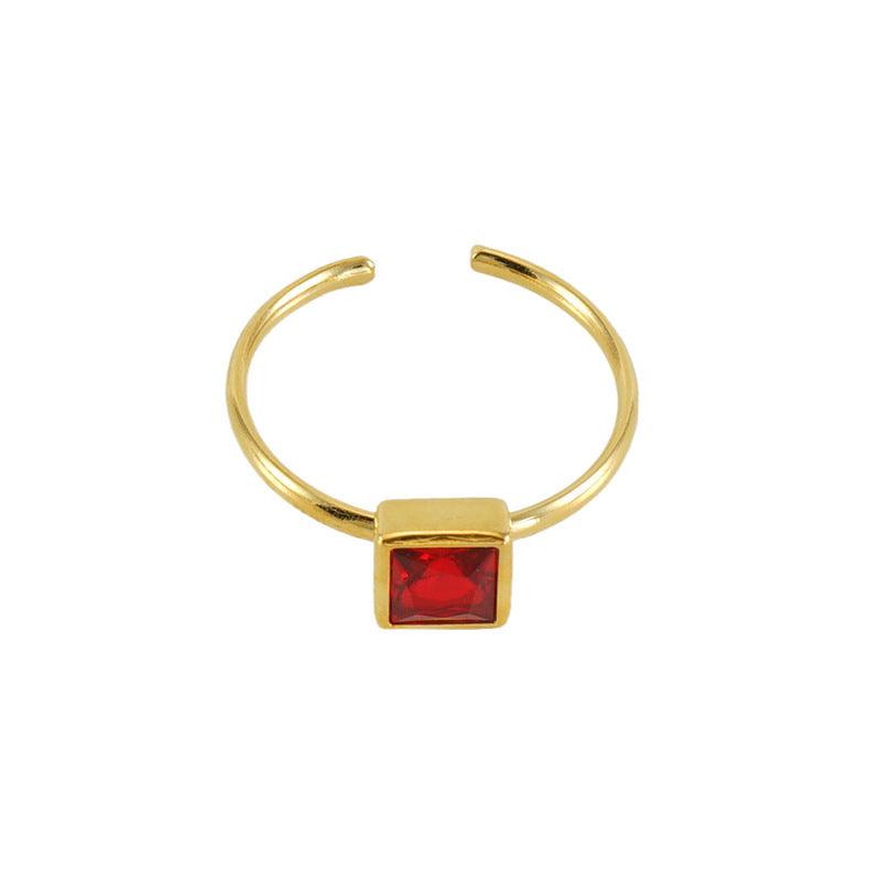 Elegant 18K Gold-Plated Square Crystal Adjustable Ring – Perfect for Parties - Begum