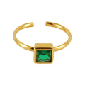 Elegant 18K Gold-Plated Square Crystal Adjustable Ring – Perfect for Parties - Begum