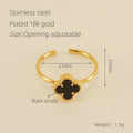 18K Gold-Plated Adjustable Rings with Black Acrylic and Shell Inlays - Begum