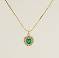 Heart-Shaped Zircon Pendant Necklace – 18K Gold Plated with Colourful Gemstone Options - Begum