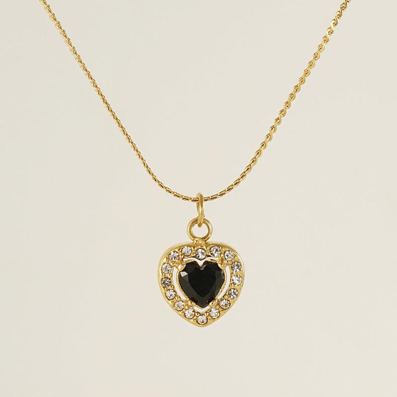 Heart-Shaped Zircon Pendant Necklace – 18K Gold Plated with Colourful Gemstone Options - Begum