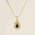 Gold Teardrop Pendant Necklace with Crystal Zircon – Elegant Stainless Steel Chain - Begum