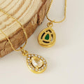 Gold Teardrop Pendant Necklace with Crystal Zircon – Elegant Stainless Steel Chain - Begum