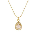 Gold Teardrop Pendant Necklace with Crystal Zircon – Elegant Stainless Steel Chain - Begum