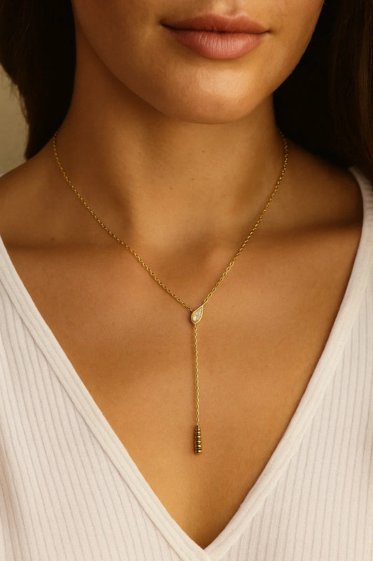 Moissanite Teardrop Y-Chain Necklace
