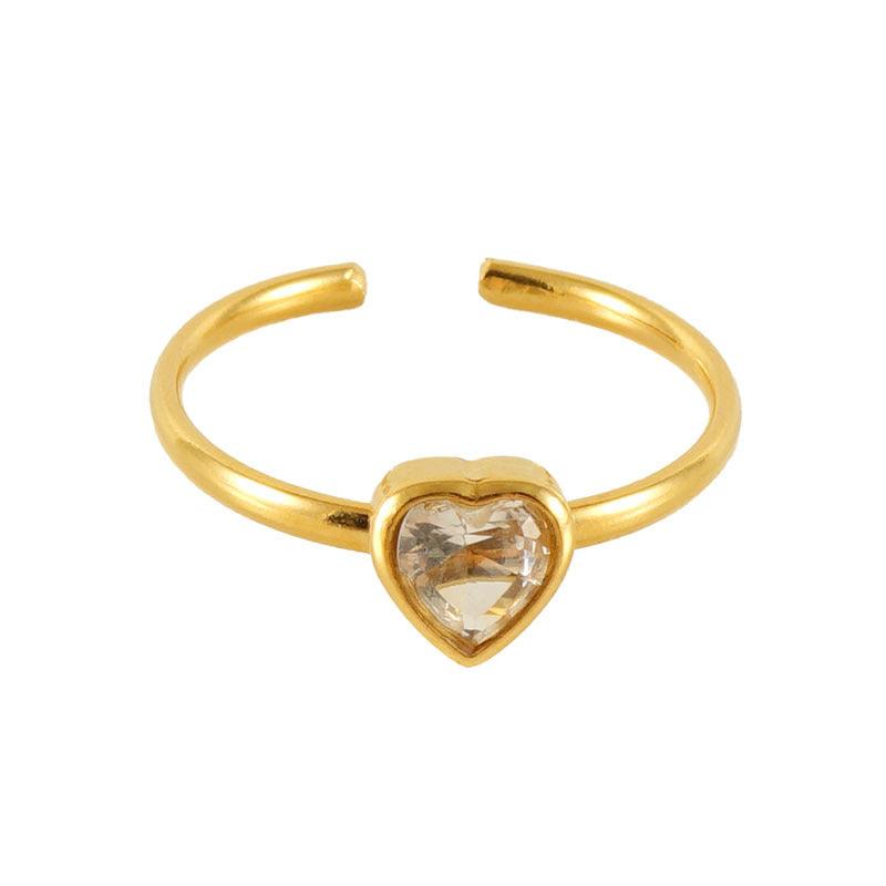 18K Gold-Plated Adjustable Heart Zircon Ring – A Perfect Romantic Gift - Begum