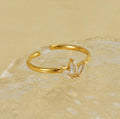 Elegant Zircon Stainless Steel 18K Gold Plated Adjustable Ring - Begum