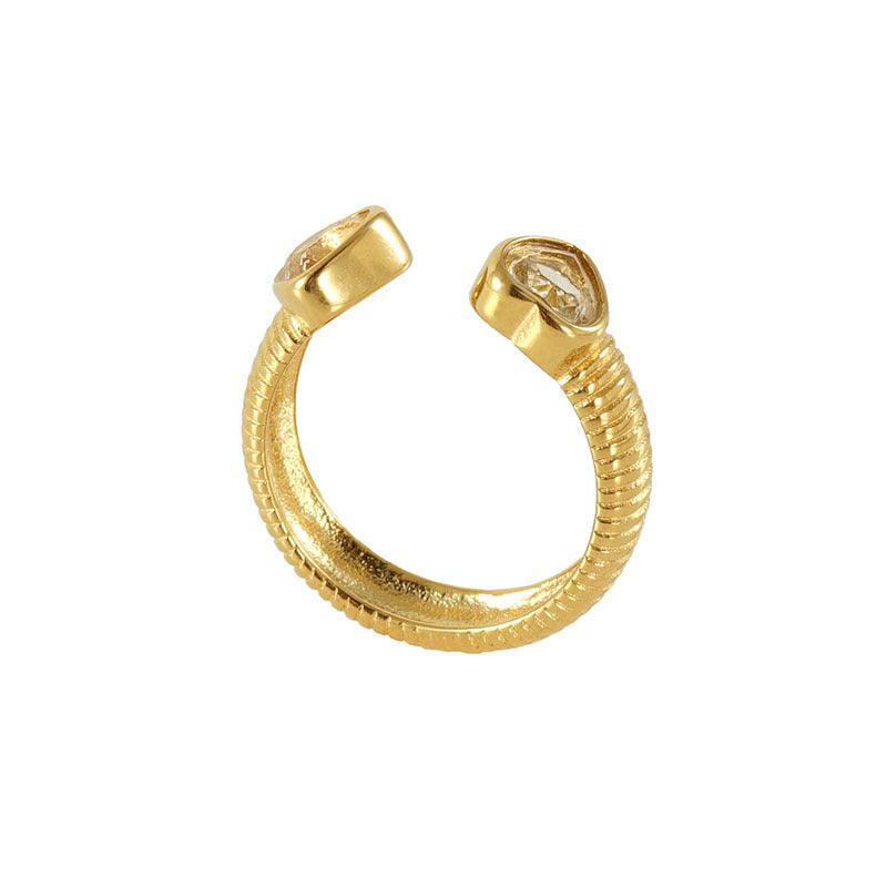 Gold Heart Ring with Cubic Zirconia – Fashion Accessory - Begum