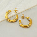 Gold-Plated Rhinestone Hoop Earrings – Trendy Geometric Design for Women - Begum