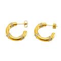 Gold-Plated Rhinestone Hoop Earrings – Trendy Geometric Design for Women - Begum