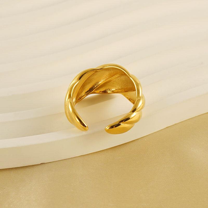 Bold 18K Gold Plated Stainless Steel Statement Ring – Thick Adjustable Design - Begum