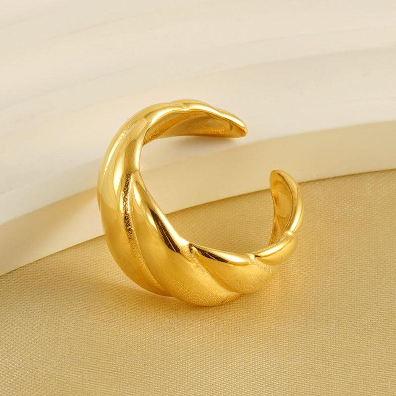 Bold 18K Gold Plated Stainless Steel Statement Ring – Thick Adjustable Design - Begum