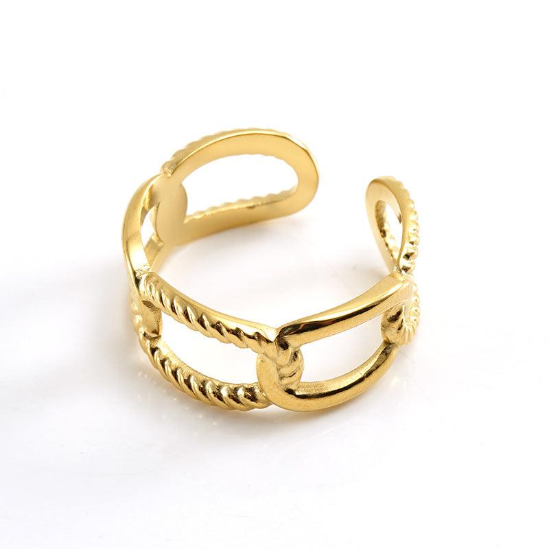 Elegant Adjustable Chain Link Ring in Stainless Steel – 18K Gold Plated and Silver Options - Begum