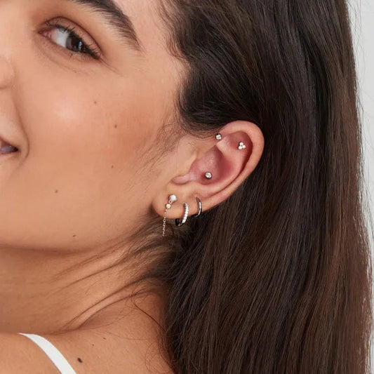Ania Haie Silver Trio Sparkle Barbell Single Earring.