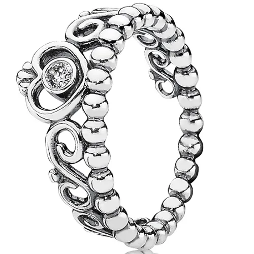 Tiara Silver Ring Band w Clear CZ