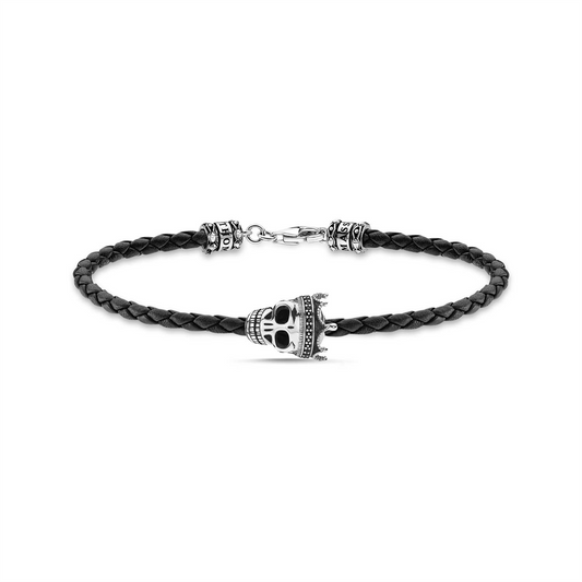 Thomas Sabo Leather Bracelet Skull 19cm