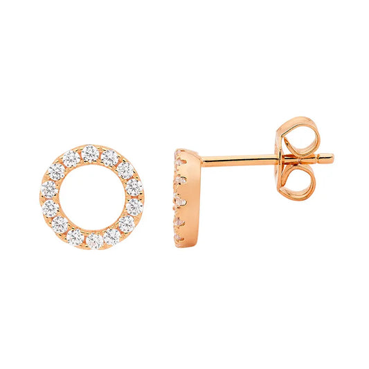 Ellani Yellow Gold Plated Sterling Silver Open Circle Earrings