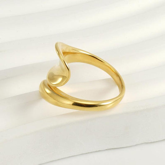 Trendy Gold Wave Ring – Twisted Cocktail Ring for Women - Begum