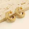 Gold-Plated Copper Hoop Earrings with Zircon Crystals – Classic Sparkling Earrings - Begum