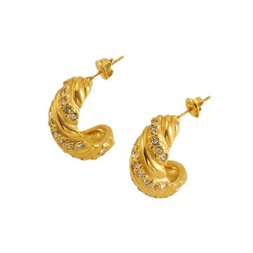 Gold-Plated Croissant Hoop Earrings – Chunky Dome Earrings for Women - Begum