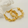 Gold-Plated Twisted Hoop Drop Earrings with Rhinestones – Trendy Earrings - Begum