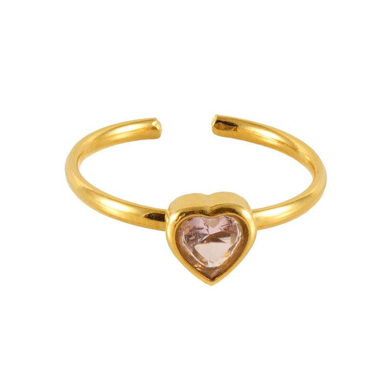 18K Gold-Plated Adjustable Heart Zircon Ring – A Perfect Romantic Gift - Begum