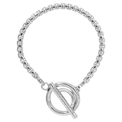 Nikki Lissoni silver plated bracelet with T-bar closure and 17cm