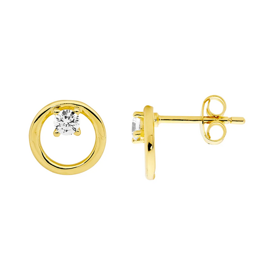 Ellani Yellow Gold Plated 9mm Open Circle Earrings