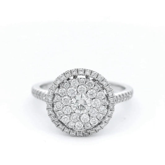 Round Halo Diamond Ring set in 18 Carat White Gold