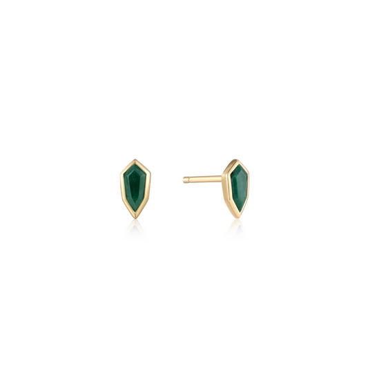 Ania Haie Gold Malachite Emblem Stud Earrings