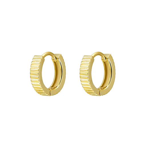 Sterling Silver Fine Ridged Flat Hoop Earrings