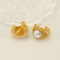 Gold-Plated Simulated Pearl Stud Earrings – Elegant Vintage Bohemian Earrings - Begum