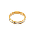 Classic Zircon Stainless Steel Band Ring with 18K Gold Plating – Elegant Wedding Band - Begum