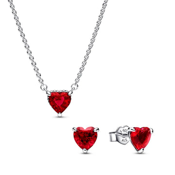 Timeless Red Heart Necklace and Earring Gift Set