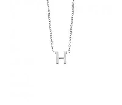 Sterling Silver Necklace With Initial Pendant H