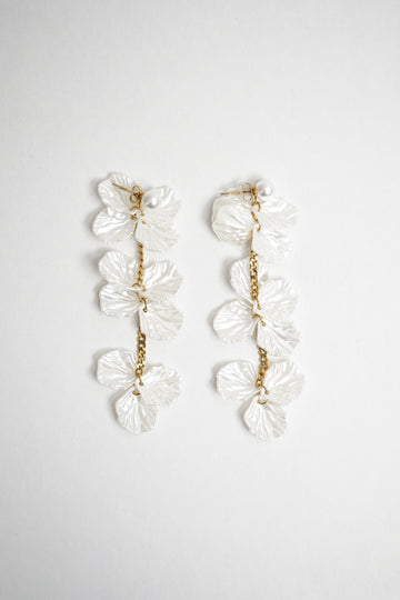 Pearl and Gold-Plated Floral Drop Earrings