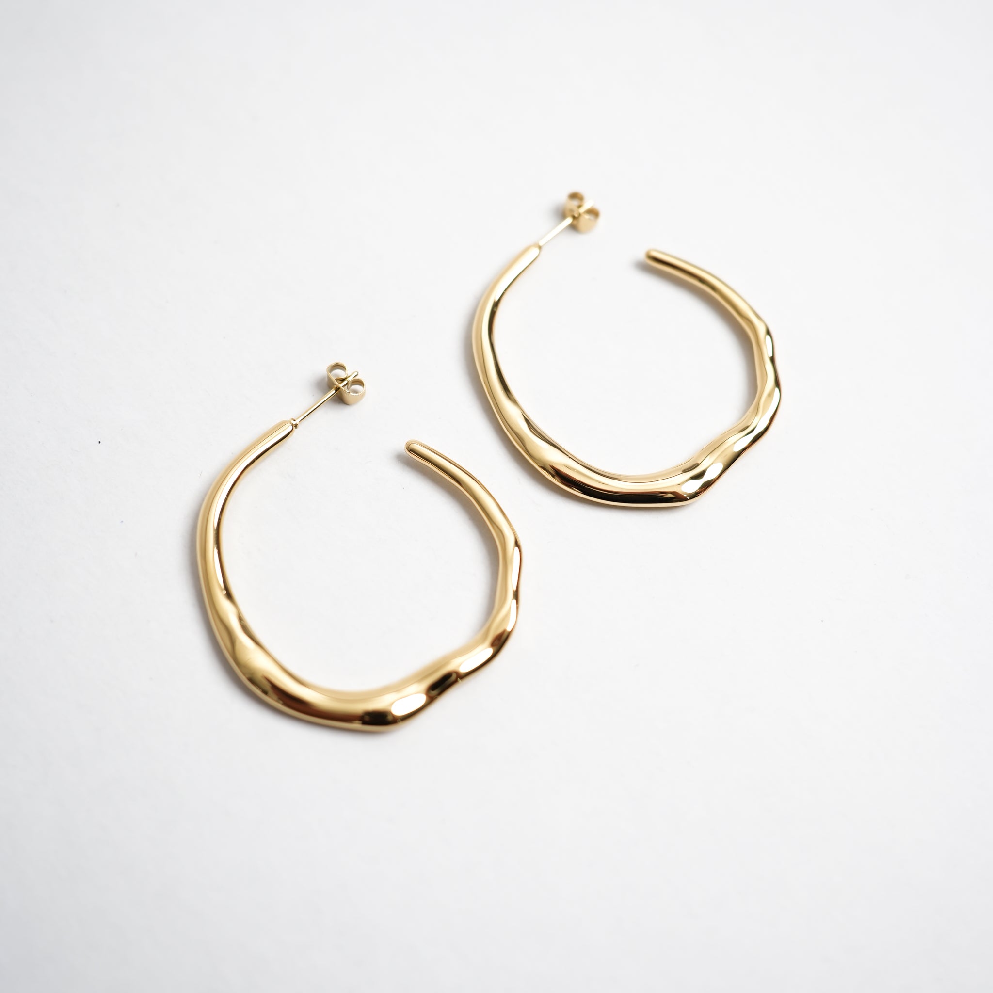 Asymmetrical Gold Hoop Earrings