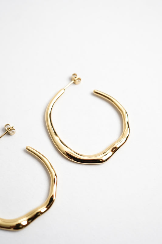 Asymmetrical Gold Hoop Earrings