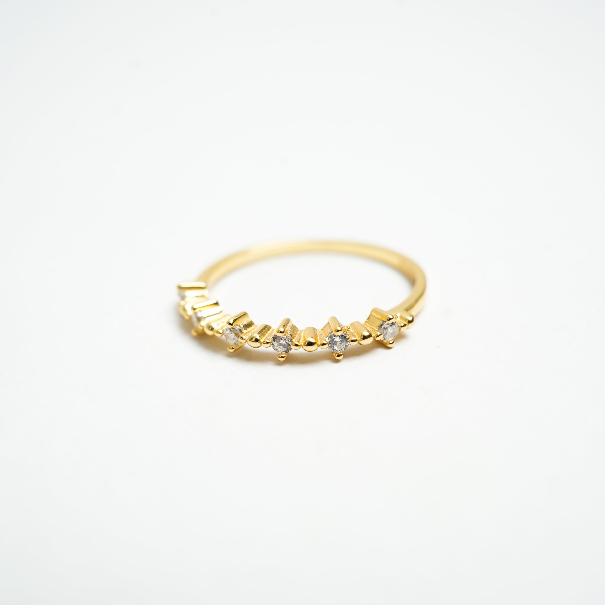 Sparkling Gold-Plated Ring with Cubic Zirconia Accents