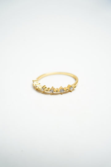 Sparkling Gold-Plated Ring with Cubic Zirconia Accents