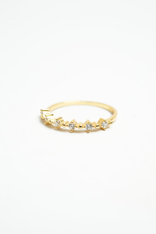 Sparkling Gold-Plated Ring with Cubic Zirconia Accents