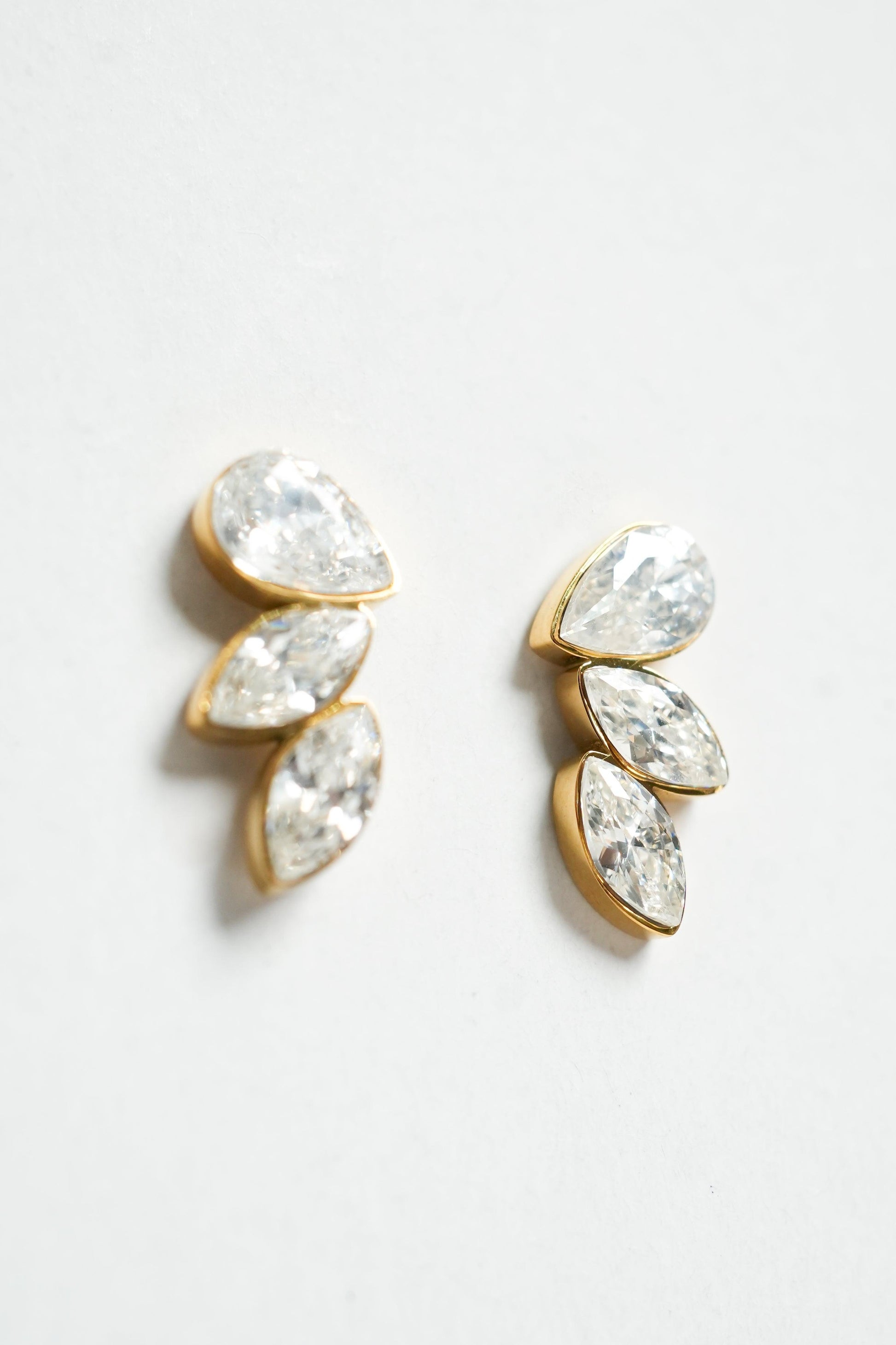 Elegant Crystal and Gold Cluster Earrings - Begum