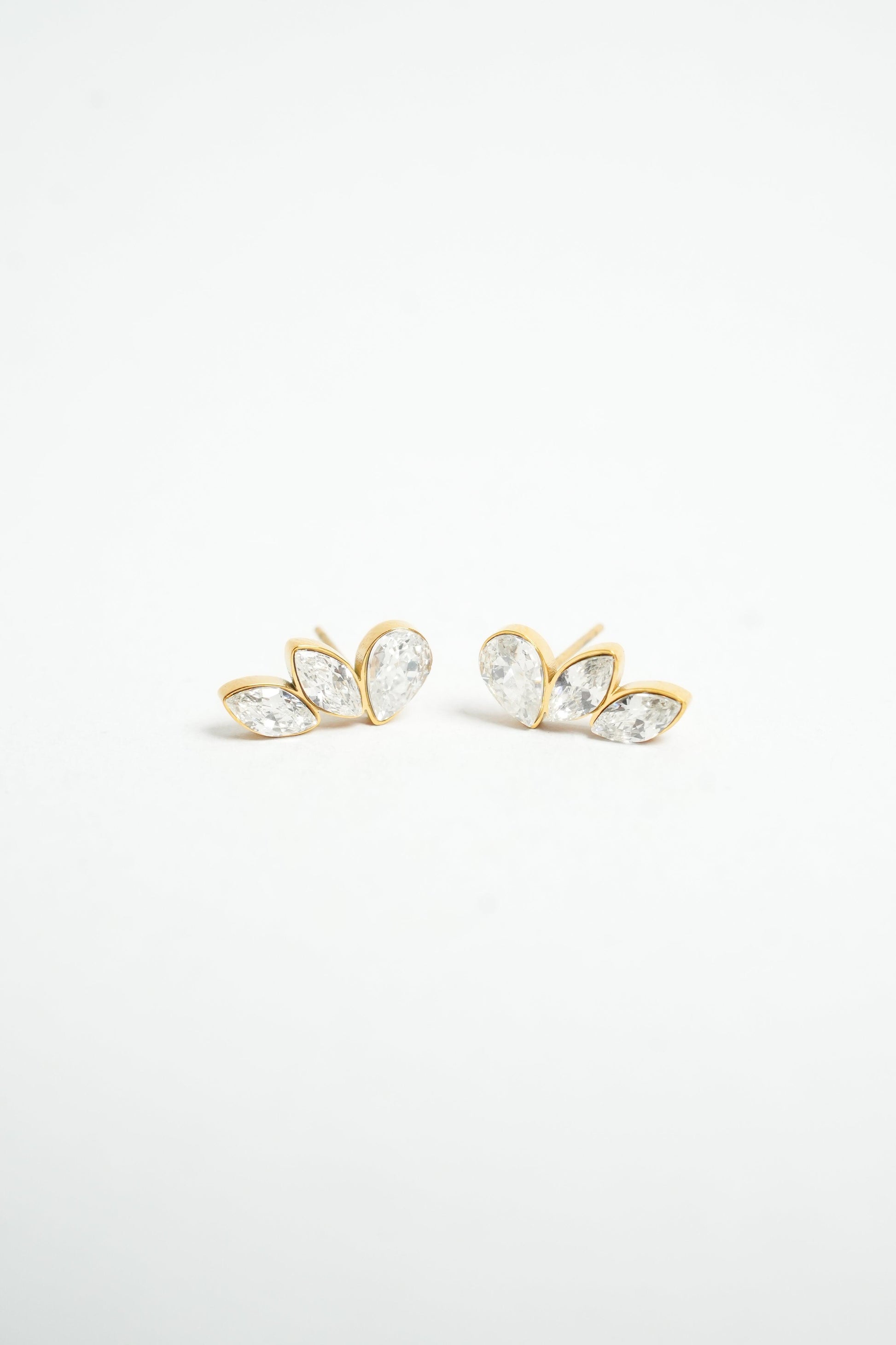 Elegant Crystal and Gold Cluster Earrings - Begum